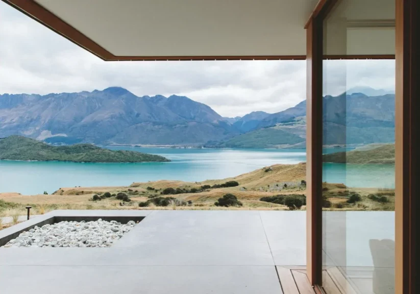 View3-AroHaWellnessRetreat-NewZealand-CRHotel Stunning lake and mountain view from patio.